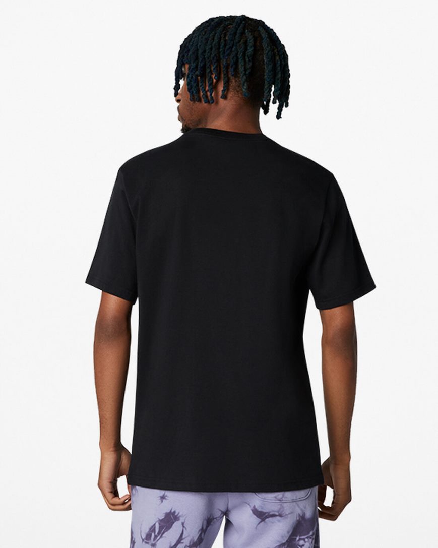 Converse Go-To Embroidered Star Chevron Standard Fit T-Shirts Dame Svarte | 140AGUMDK