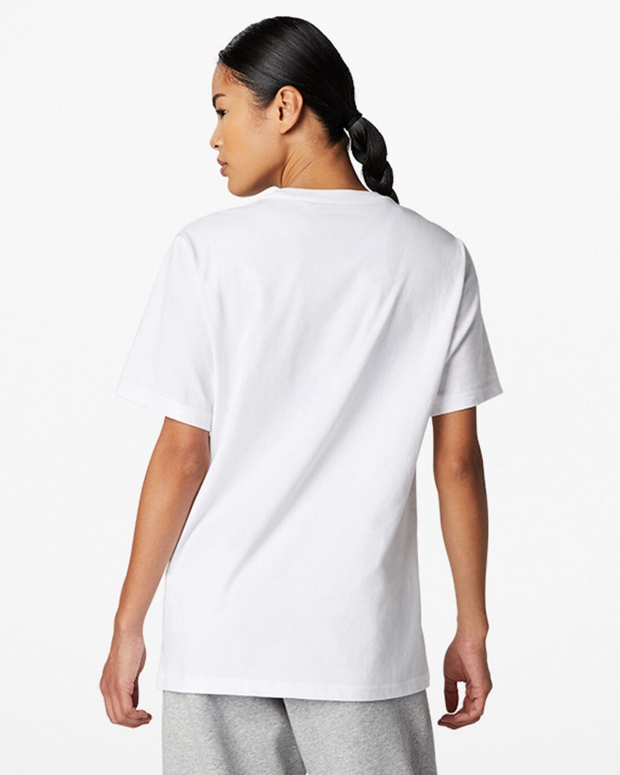 Converse Go-To Embroidered Star Chevron Standard Fit T-Shirts Dame Hvite | 160MFGZLR