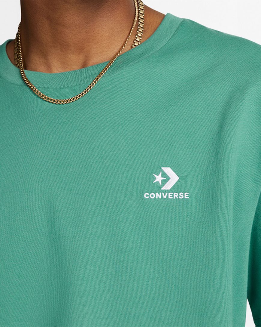 Converse Go-To Embroidered Star Chevron Standard Fit T-Shirts Dame Grønn | 169FHMOAJ