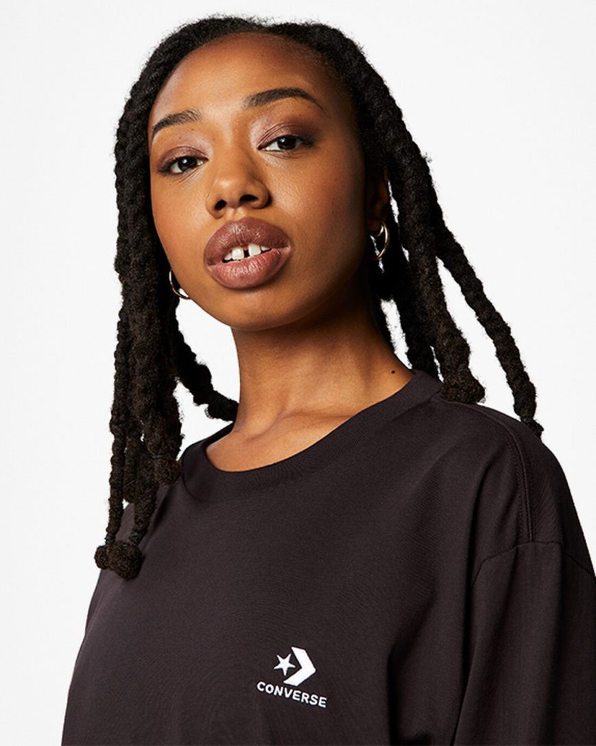 Converse Go-To Embroidered Star Chevron Standard Fit T-Shirts Herre Brune | 403KNJWST