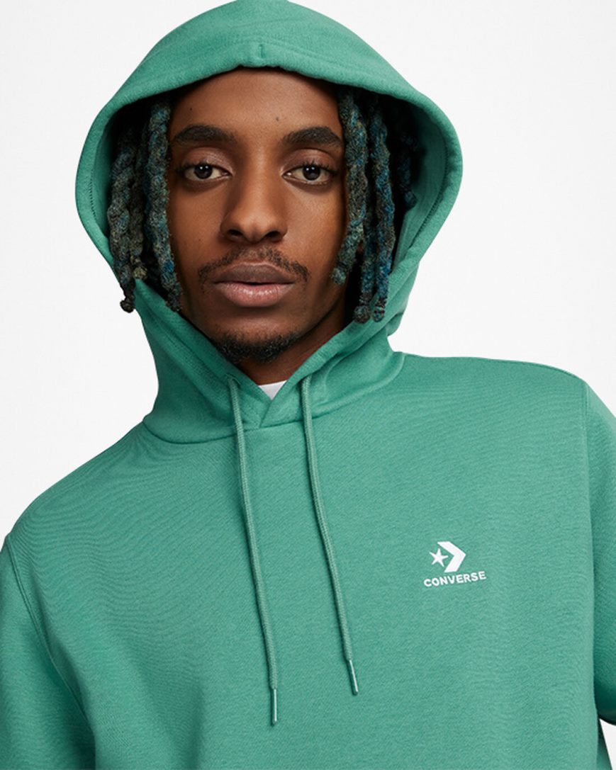 Converse Go-To Embroidered Star Chevron Standard Fit Fleece Hettegensere Dame Grønn | 596HJLBYO