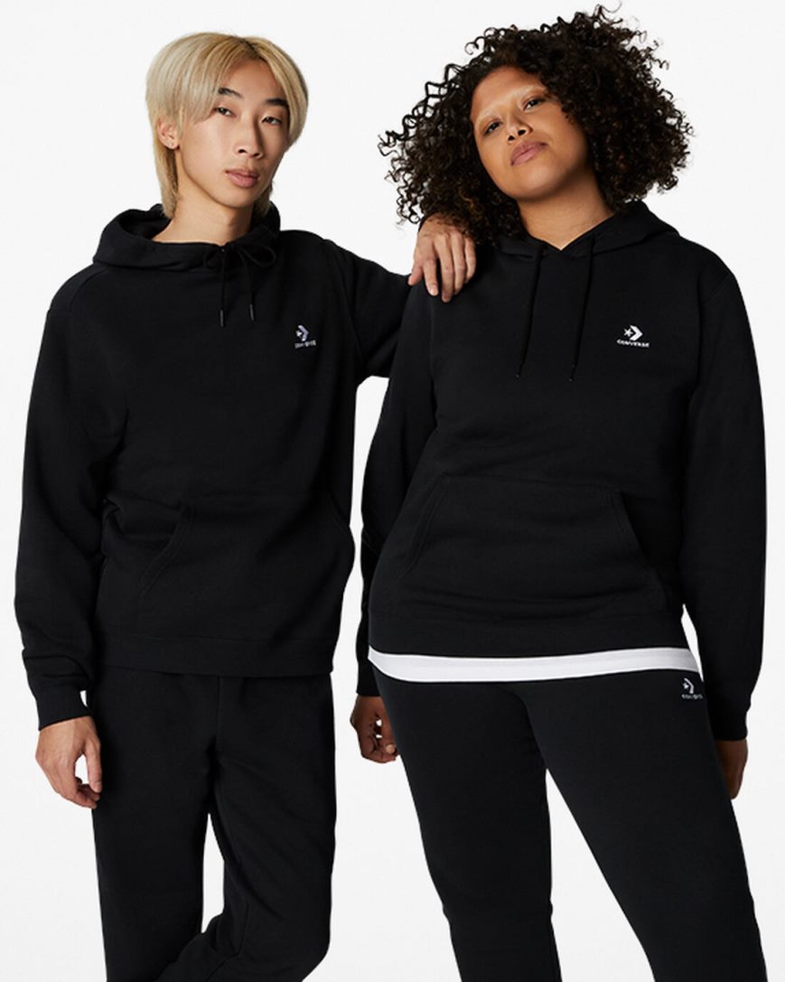 Converse Go-To Embroidered Star Chevron Standard Fit Fleece Hettegensere Herre Svarte | 612FNBWHQ
