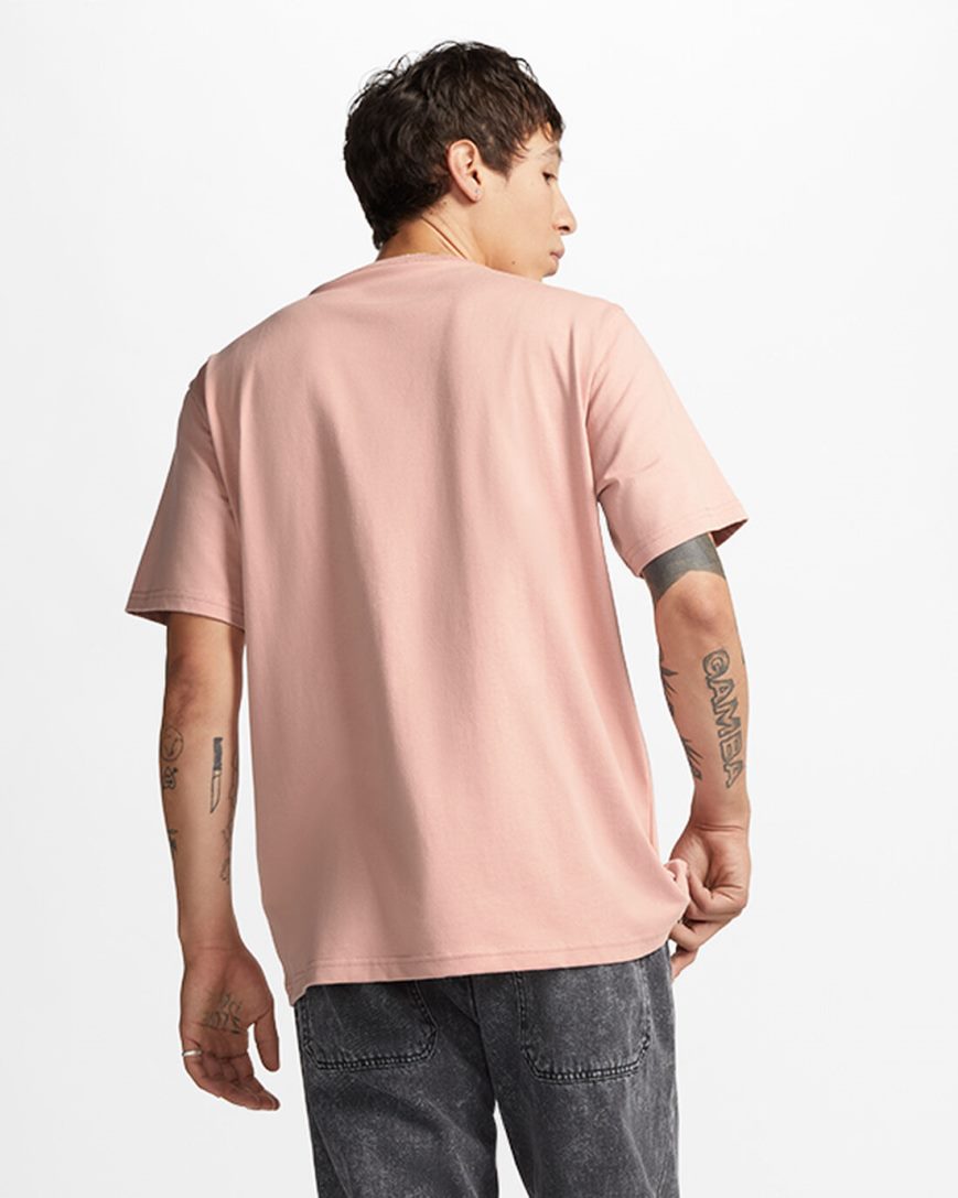 Converse Go-To Embroidered Star Chevron Standard Fit T-Shirts Dame Rosa | 649VYKRPH