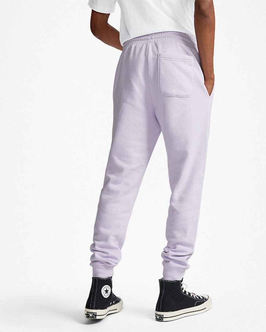 Converse Go-To Embroidered Star Chevron Standard Fit Fleece Joggebukser Herre Lilla | 683JFCBSD