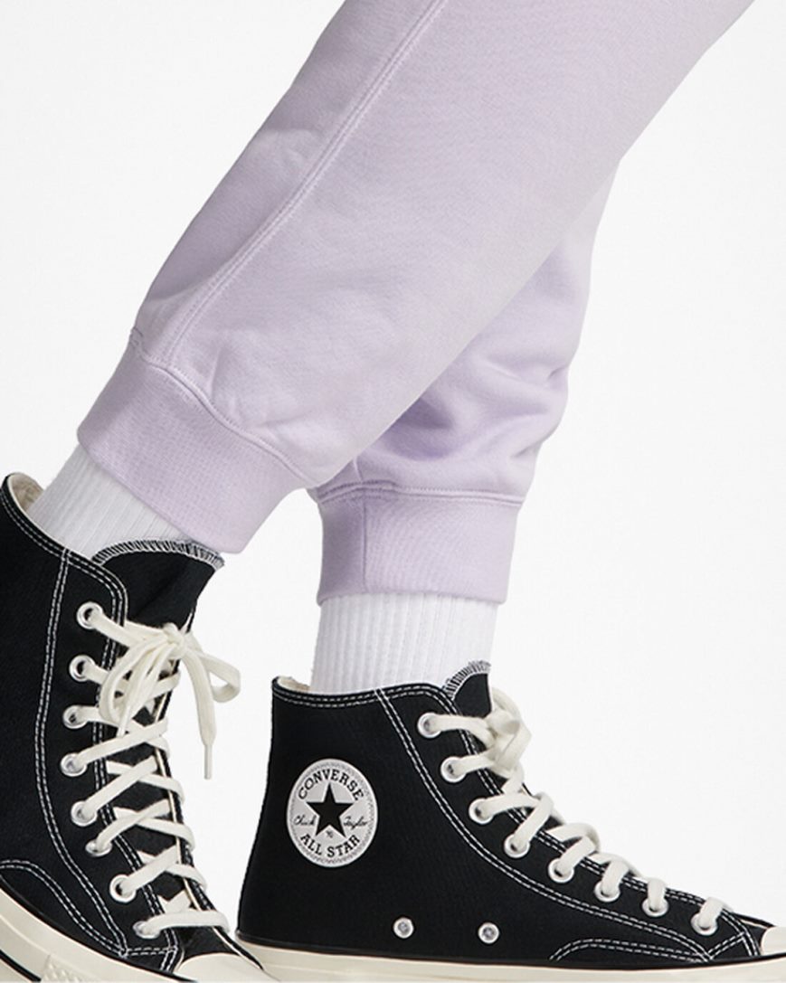 Converse Go-To Embroidered Star Chevron Standard Fit Fleece Joggebukser Herre Lilla | 683JFCBSD