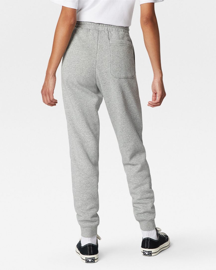 Converse Go-To Embroidered Star Chevron Standard Fit Fleece Joggebukser Dame Grå | 710ZJXBOM