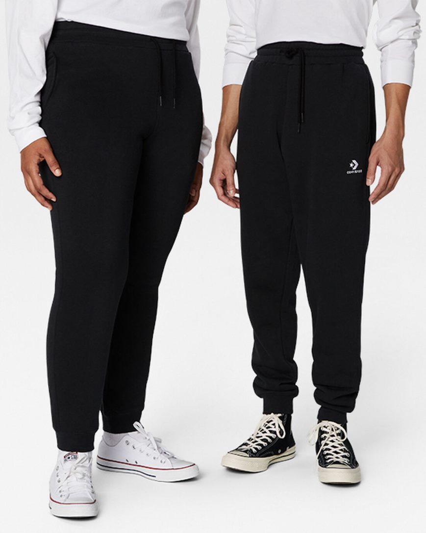 Converse Go-To Embroidered Star Chevron Standard Fit Fleece Joggebukser Dame Svarte | 716EXLJIV