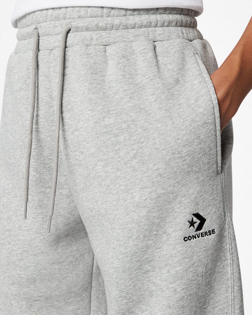 Converse Go-To Embroidered Star Chevron Standard Fit Fleece Joggebukser Herre Grå | 782PEDLKF
