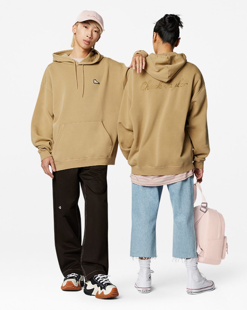 Converse Go-To Sneaker Patch Loose Fit Pullover Hettegensere Herre Khaki | 743VJCABK