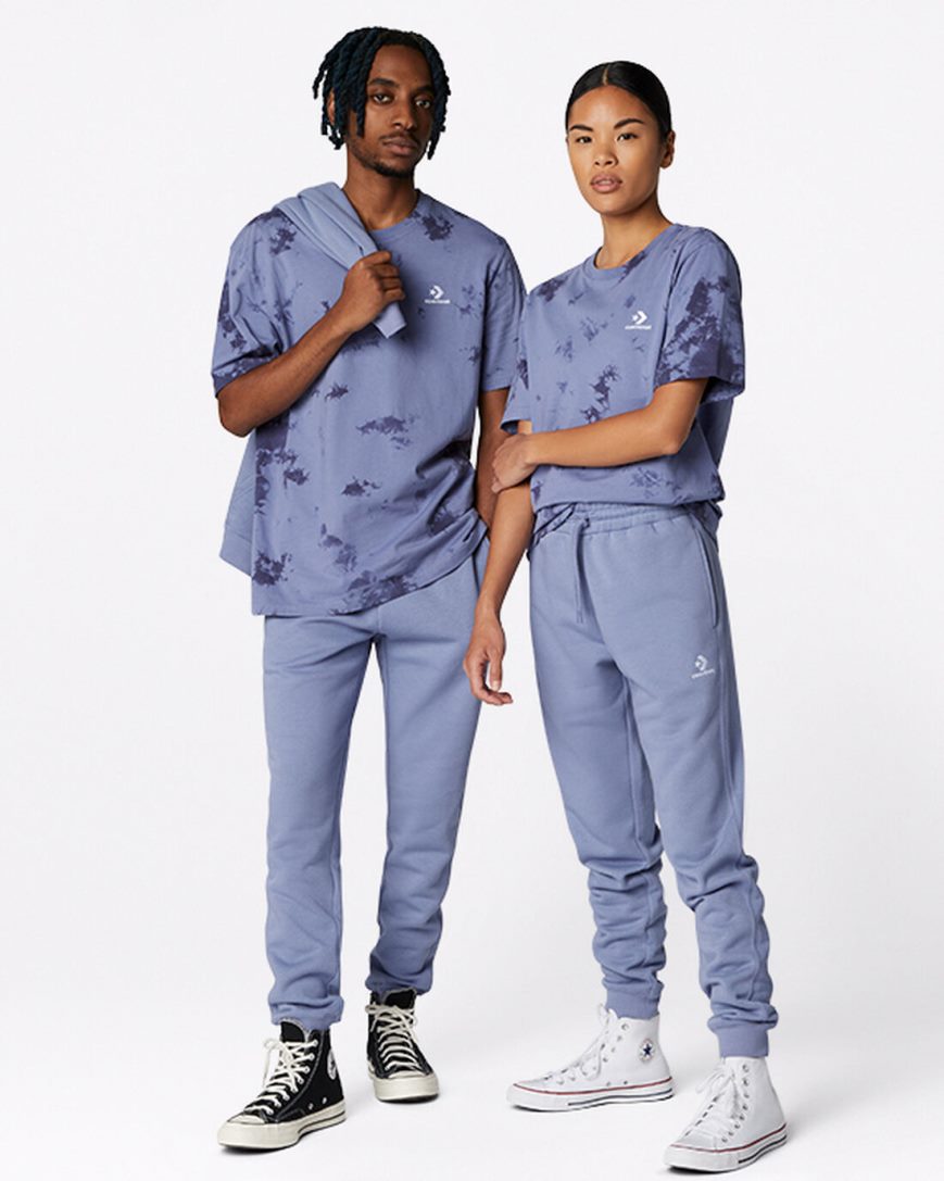 Converse Go-To Star Chevron Washed Standard Fit T-Shirts Herre Lilla | 356DRLMXF