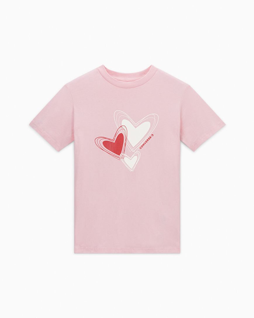 Converse Hearts Grafiske T-Shirts Dame Oransje Rosa | 593ORFGZE