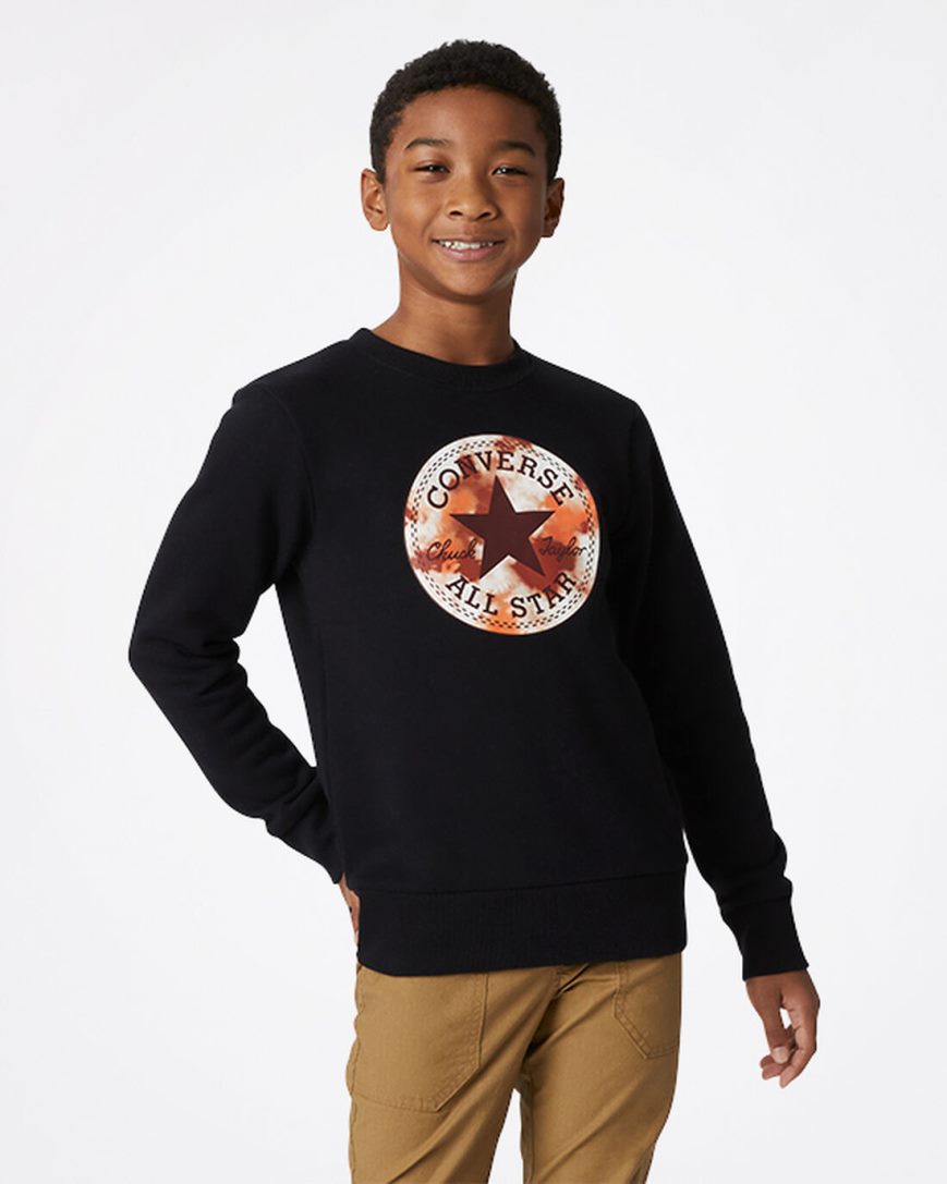Converse Into The Wild Fleece Crew Gensere Gutt Svarte | 512LBGIHC