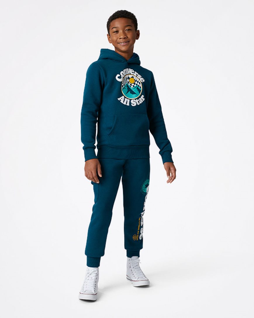 Converse Into The Wild Fleece Pullover Hettegensere Gutt Blå | 471TZCEOG
