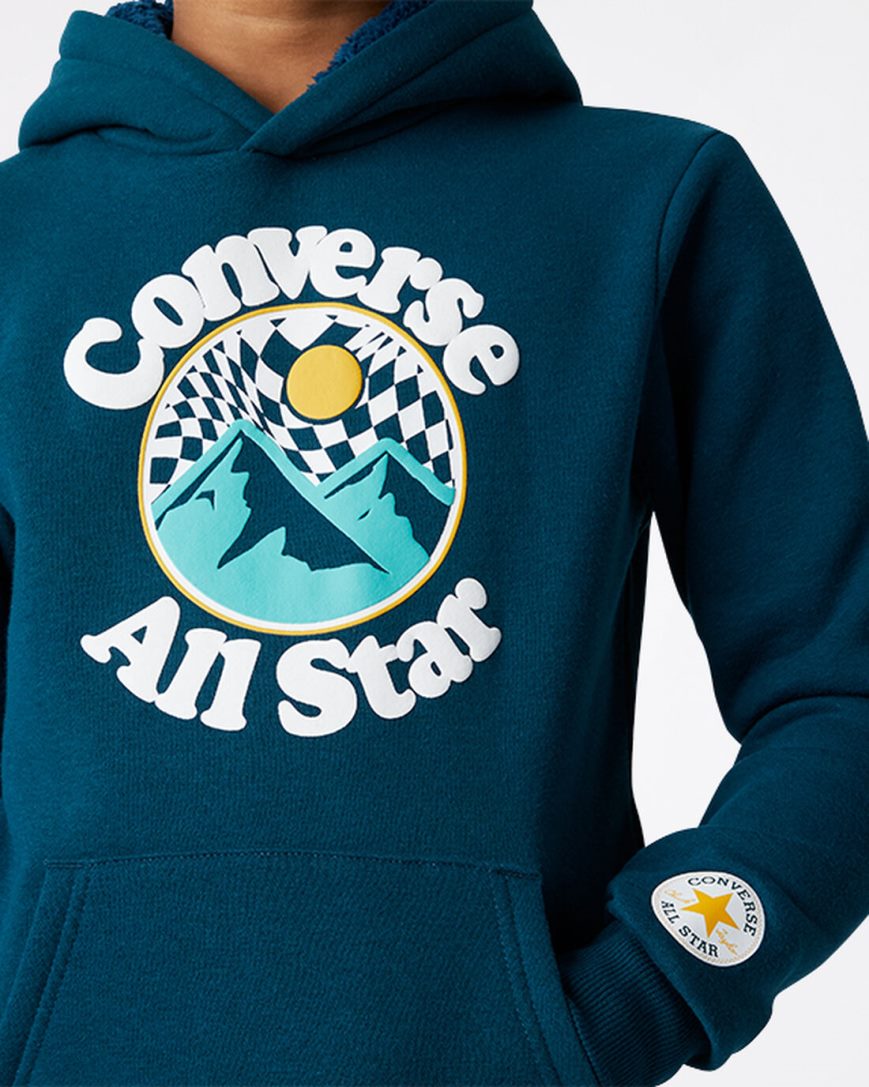 Converse Into The Wild Fleece Pullover Hettegensere Gutt Blå | 471TZCEOG