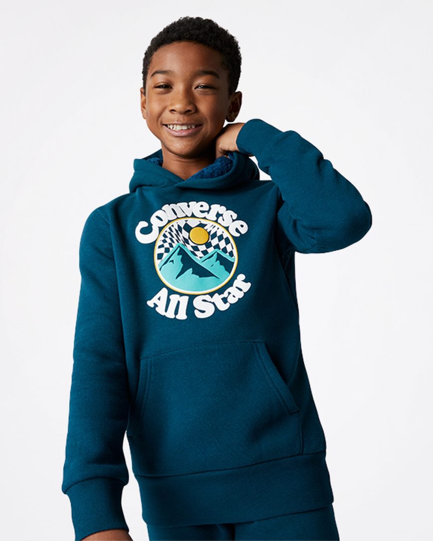 Converse Into The Wild Fleece Pullover Hettegensere Gutt Blå | 471TZCEOG