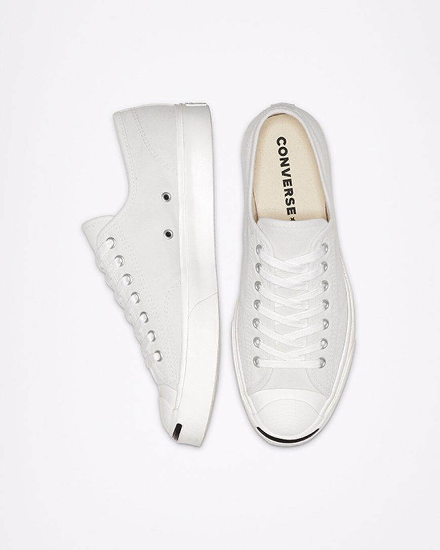 Converse Jack Purcell Canvas Lave Sko Dame Hvite Svarte | 749WUPHGC