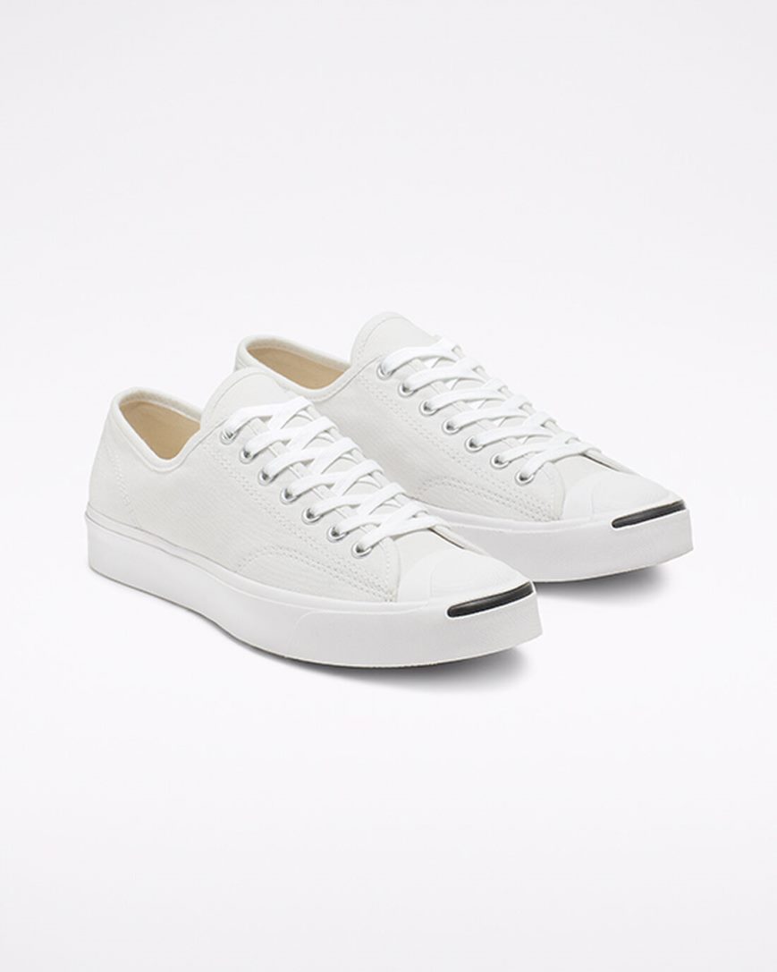 Converse Jack Purcell Canvas Lave Sko Dame Hvite Svarte | 749WUPHGC
