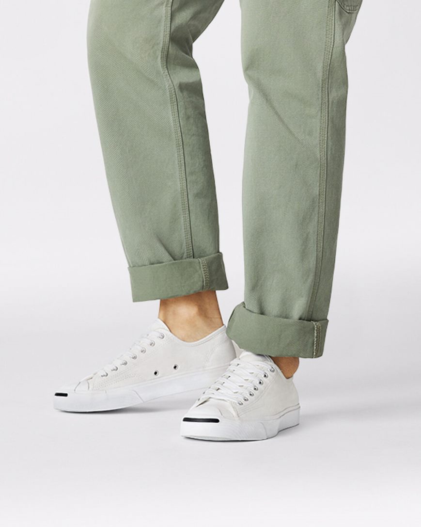 Converse Jack Purcell Canvas Lave Sko Herre Hvite Svarte | 038OYZDSL