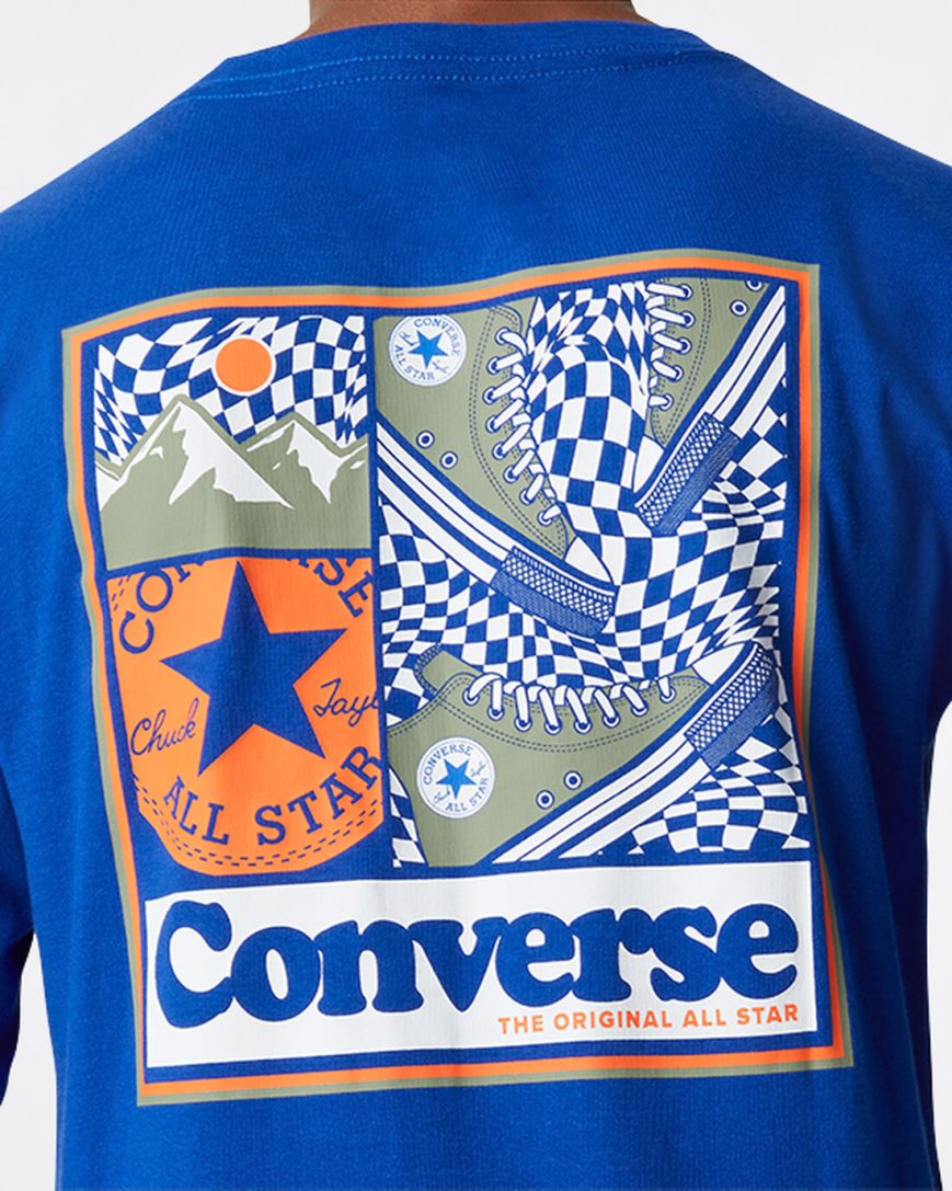 Converse Long Sleeve Sneaker Collage T-Shirts Gutt Blå | 643PCTBUM
