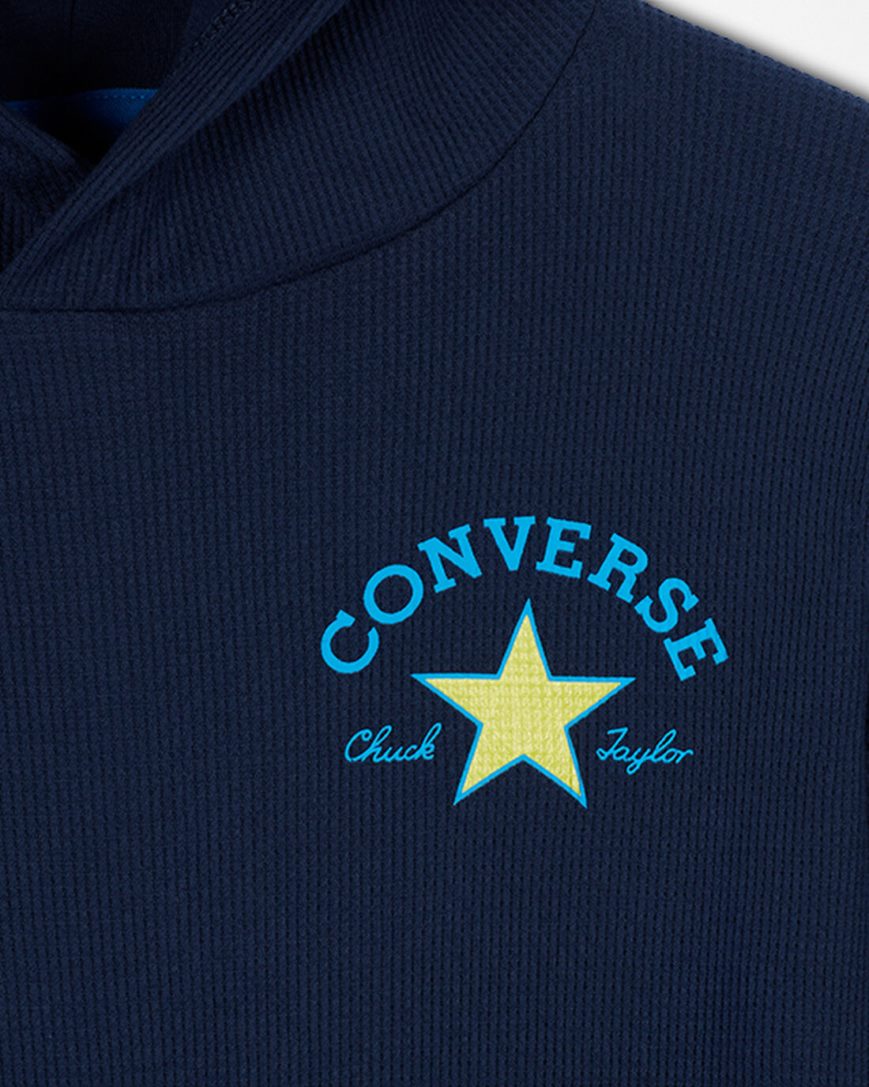 Converse Long Sleeve Waffle Hettegensere Gutt Marineblå | 964DFGCLZ