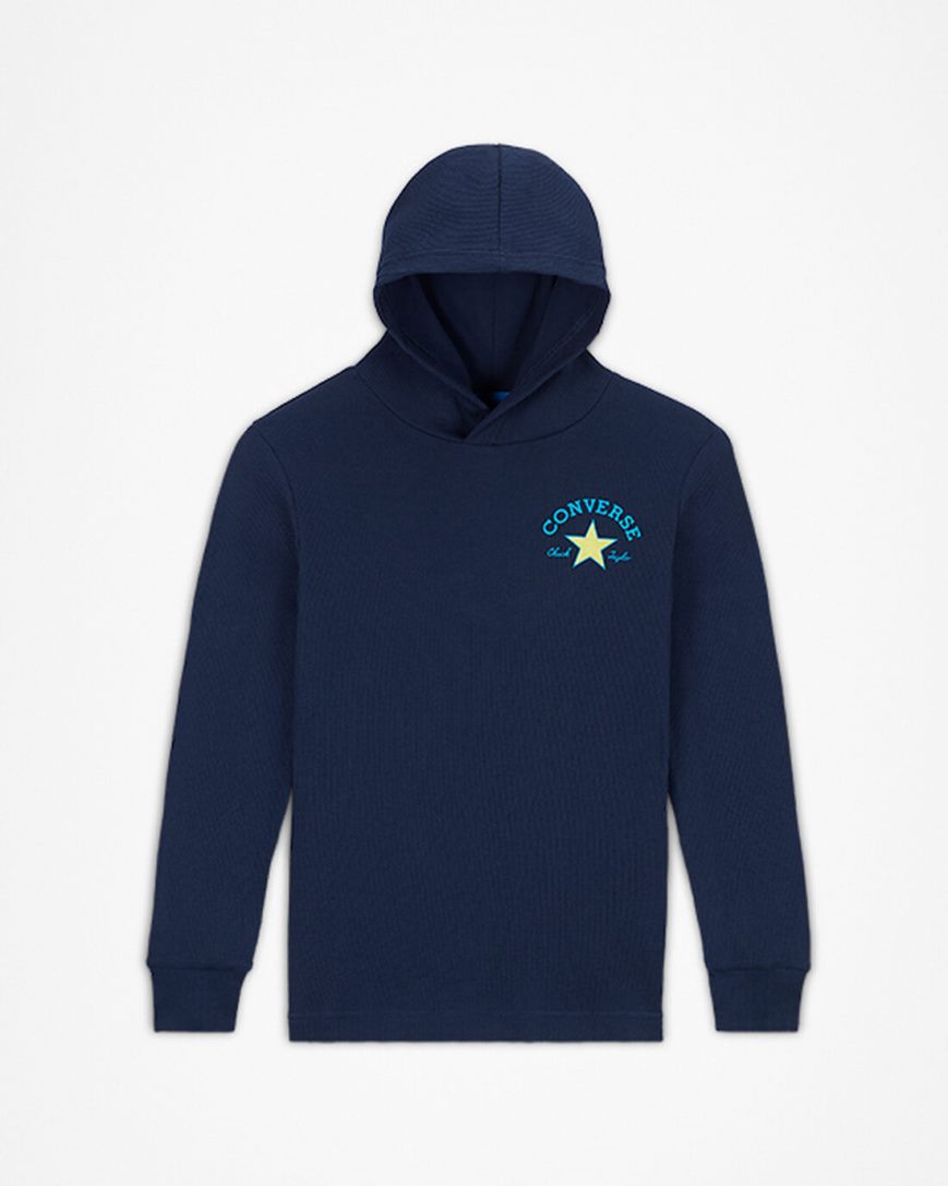 Converse Long Sleeve Waffle Hettegensere Gutt Marineblå | 964DFGCLZ