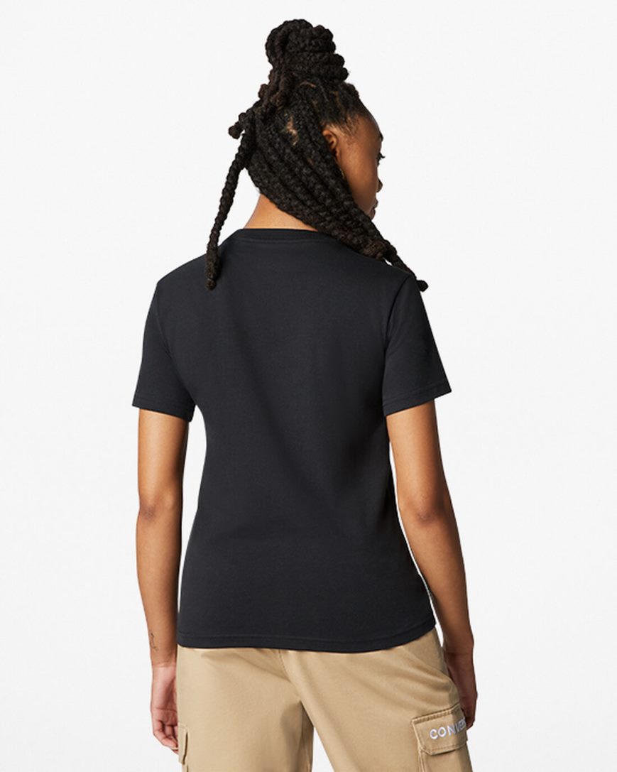 Converse Metallic Chuck Taylor Patch Classic Fit T-Shirts Dame Svarte | 482IGJBPN