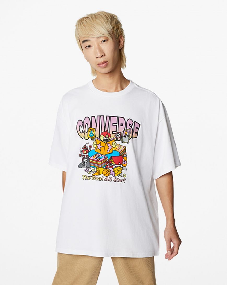 Converse Novelty Store Grafiske T-Shirts Herre Hvite | 694RAYSKE