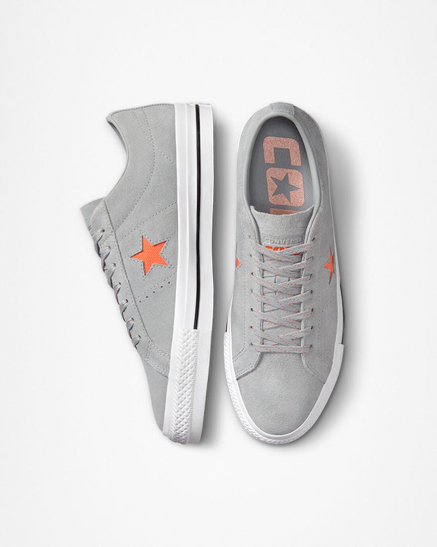 Converse One Star Pro Skatesko Herre Grå Oransje Hvite | 259UFYCXJ