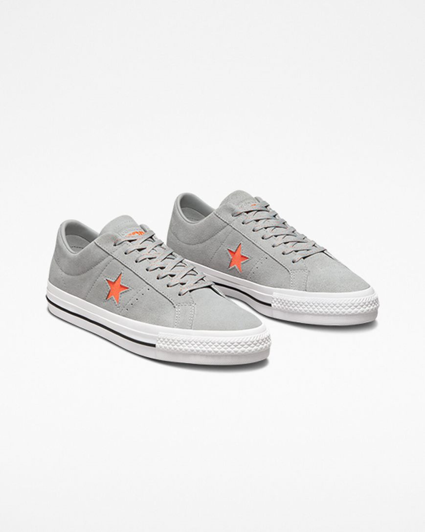 Converse One Star Pro Skatesko Herre Grå Oransje Hvite | 259UFYCXJ