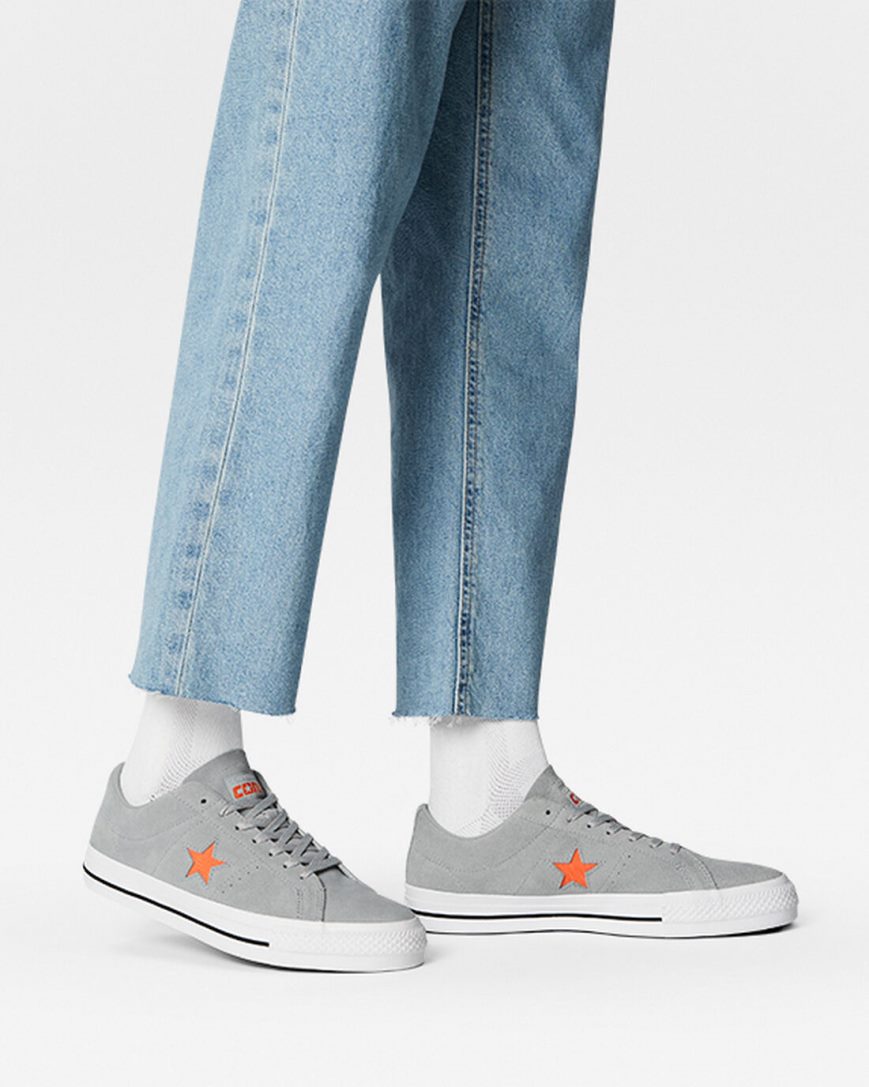 Converse One Star Pro Skatesko Herre Grå Oransje Hvite | 259UFYCXJ
