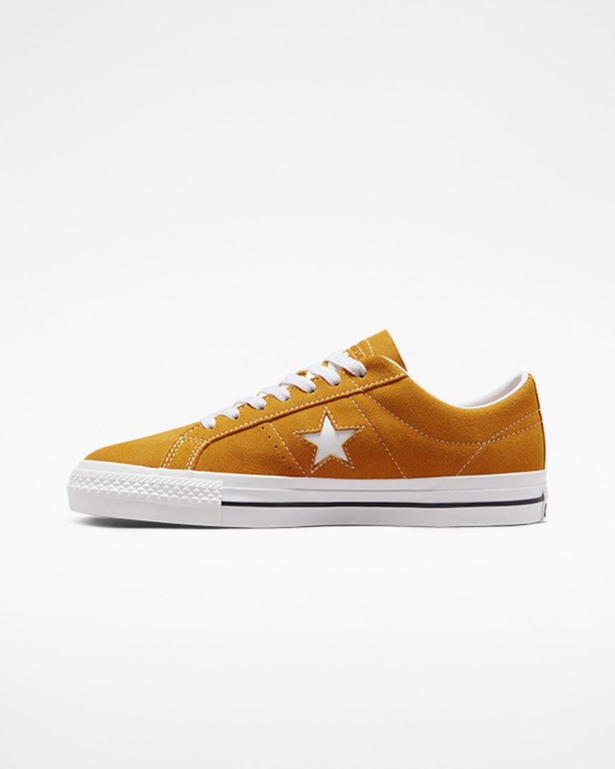 Converse One Star Pro Skatesko Herre Gull Oransje Hvite Svarte | 804WBUFTS