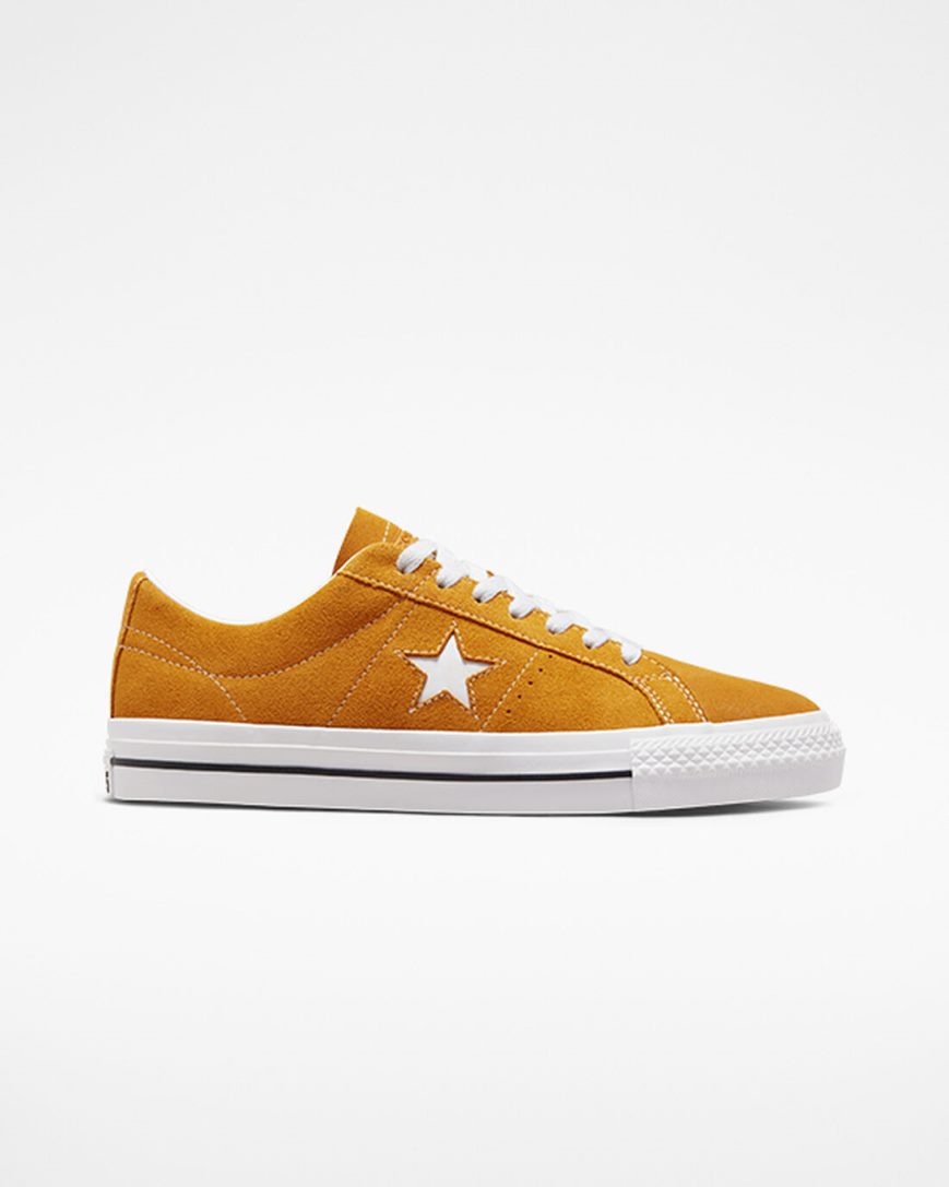 Converse One Star Pro Skatesko Herre Gull Oransje Hvite Svarte | 804WBUFTS