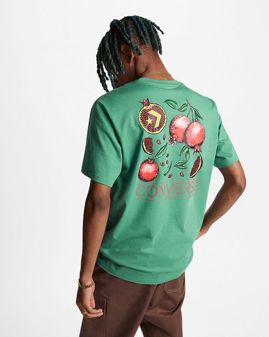 Converse Pomegranate Grafiske T-Shirts Herre Grønn | 501YPJFIT