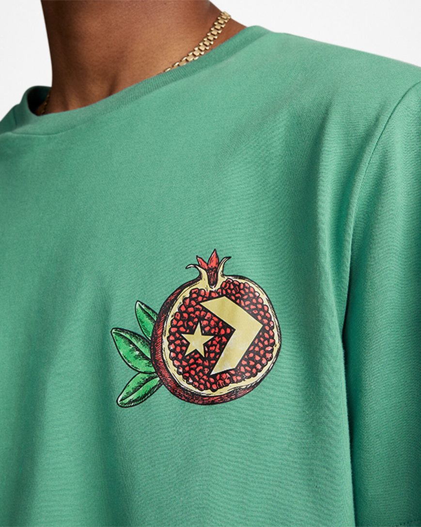 Converse Pomegranate Grafiske T-Shirts Herre Grønn | 501YPJFIT