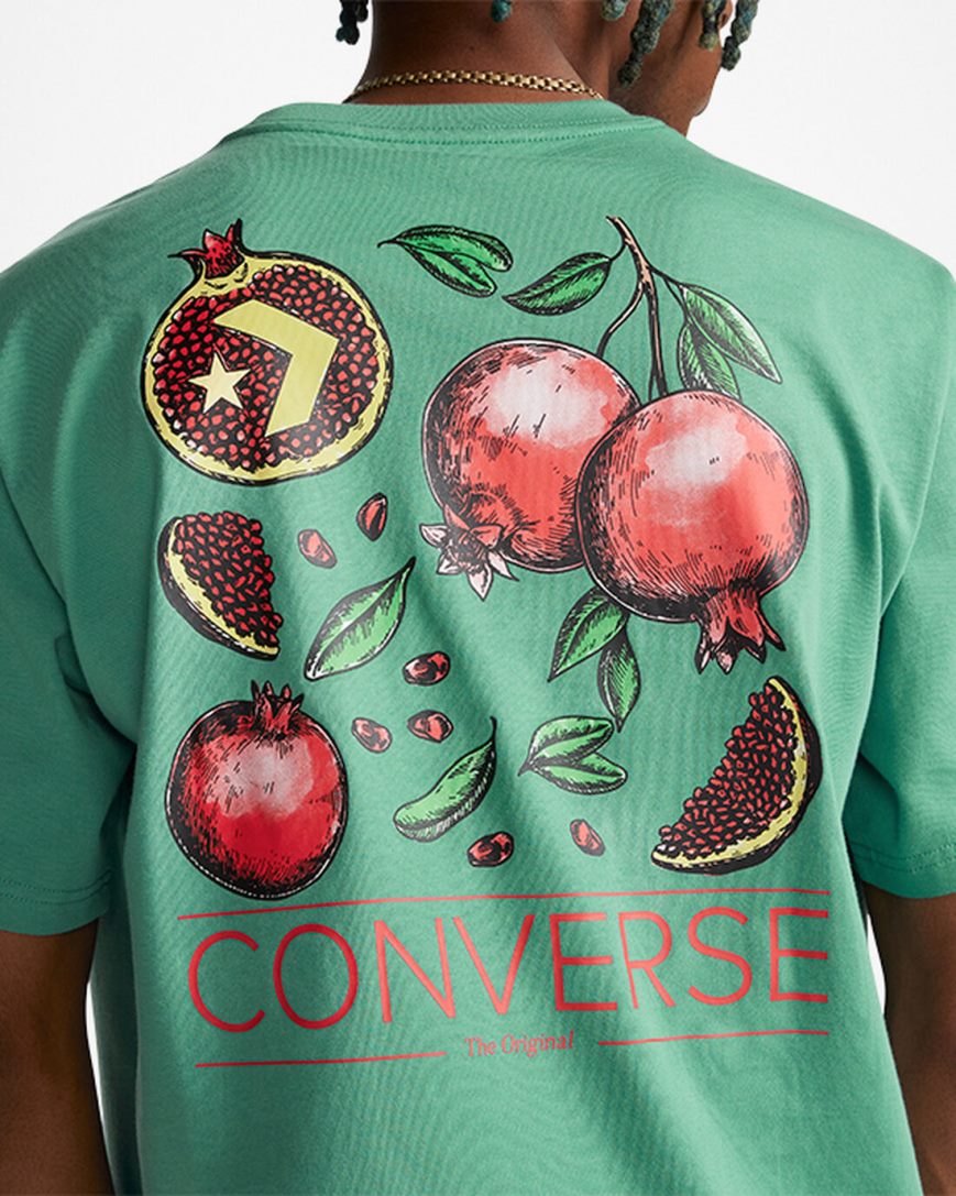Converse Pomegranate Grafiske T-Shirts Herre Grønn | 501YPJFIT