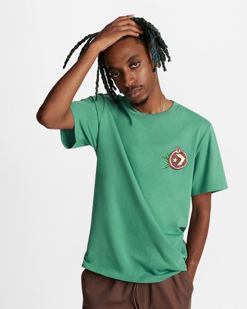 Converse Pomegranate Grafiske T-Shirts Herre Grønn | 501YPJFIT