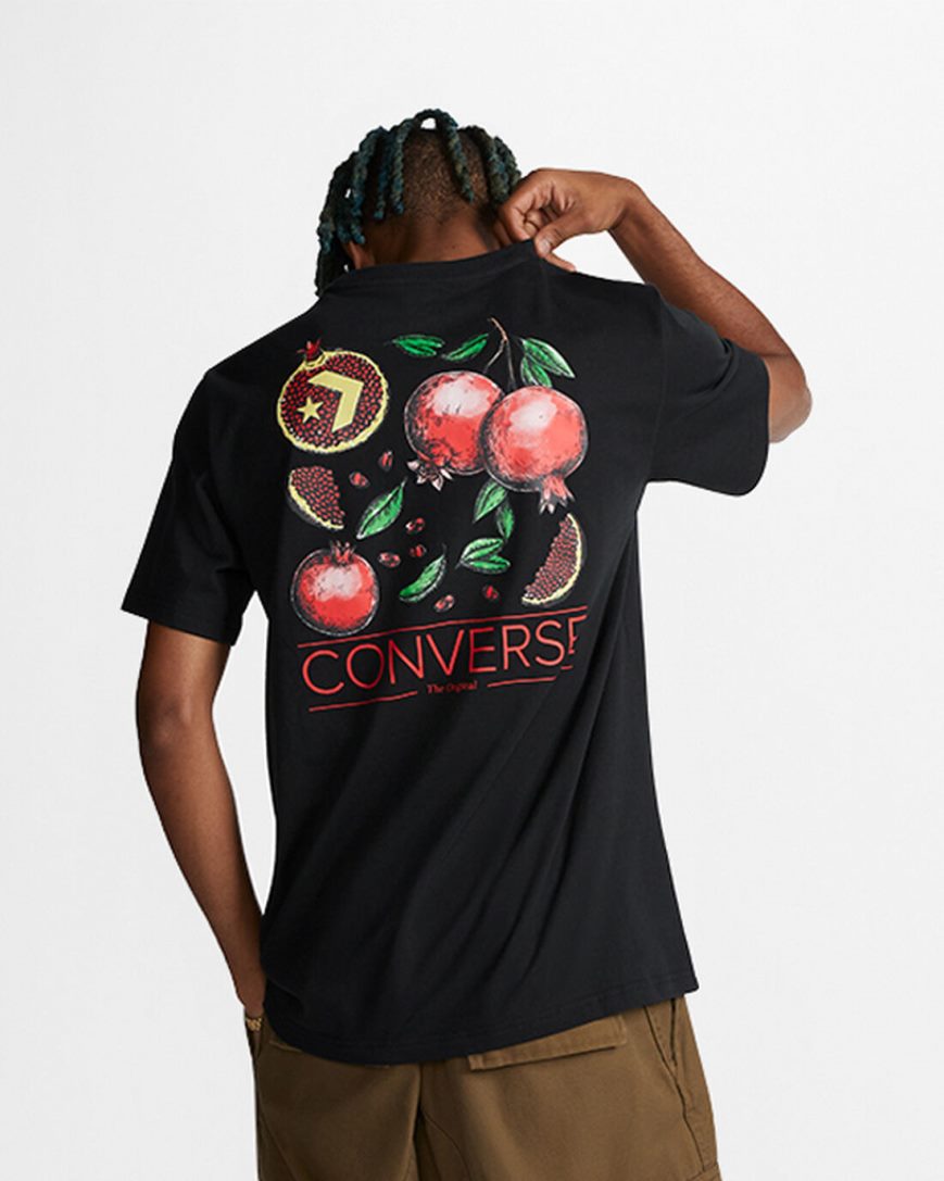Converse Pomegranate Grafiske T-Shirts Herre Svarte | 971XFLDPH