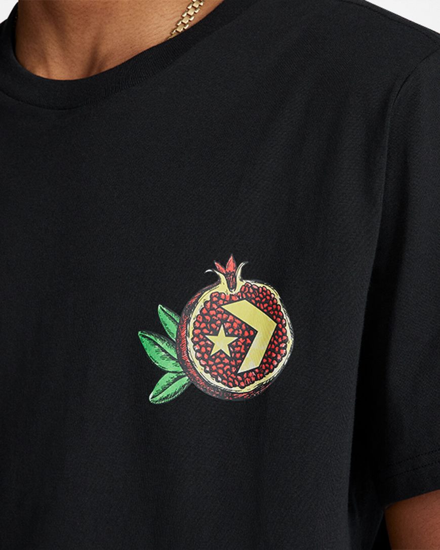 Converse Pomegranate Grafiske T-Shirts Herre Svarte | 971XFLDPH