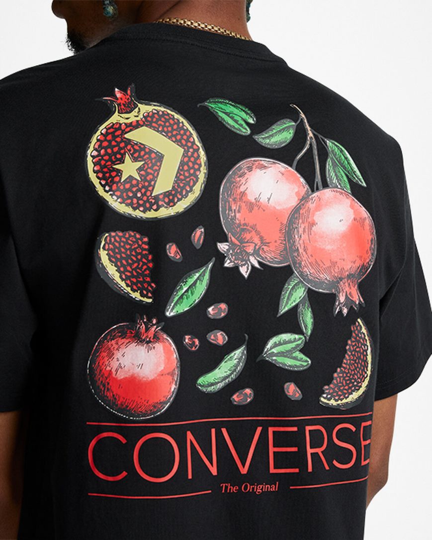 Converse Pomegranate Grafiske T-Shirts Herre Svarte | 971XFLDPH