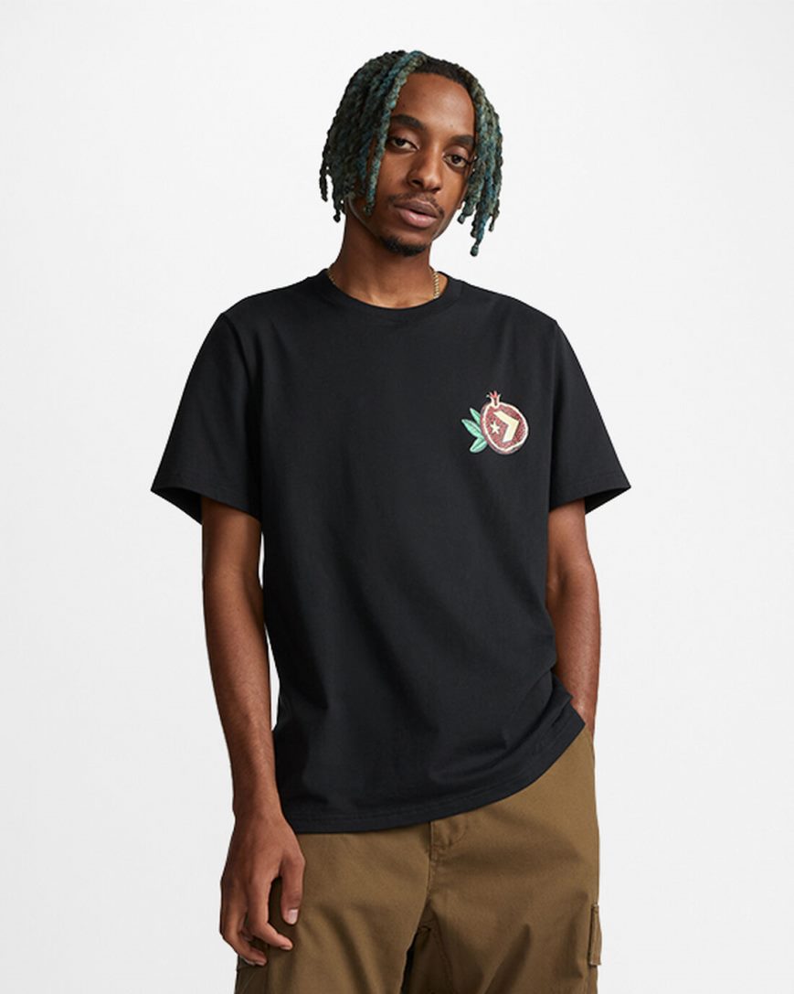 Converse Pomegranate Grafiske T-Shirts Herre Svarte | 971XFLDPH