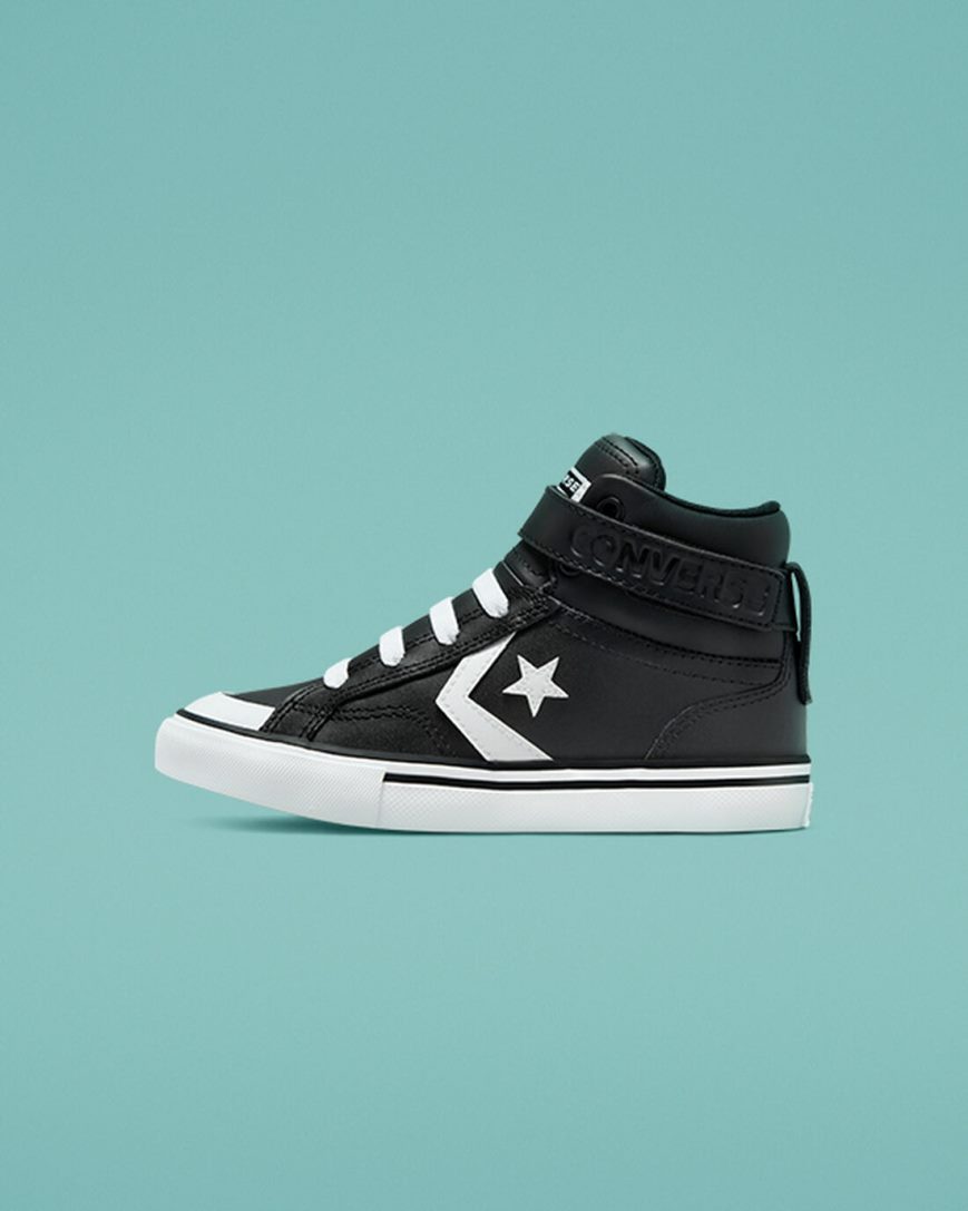 Converse Pro Blaze Reima Lær Høye Sko Gutt Svarte Hvite | 285VIHEYB