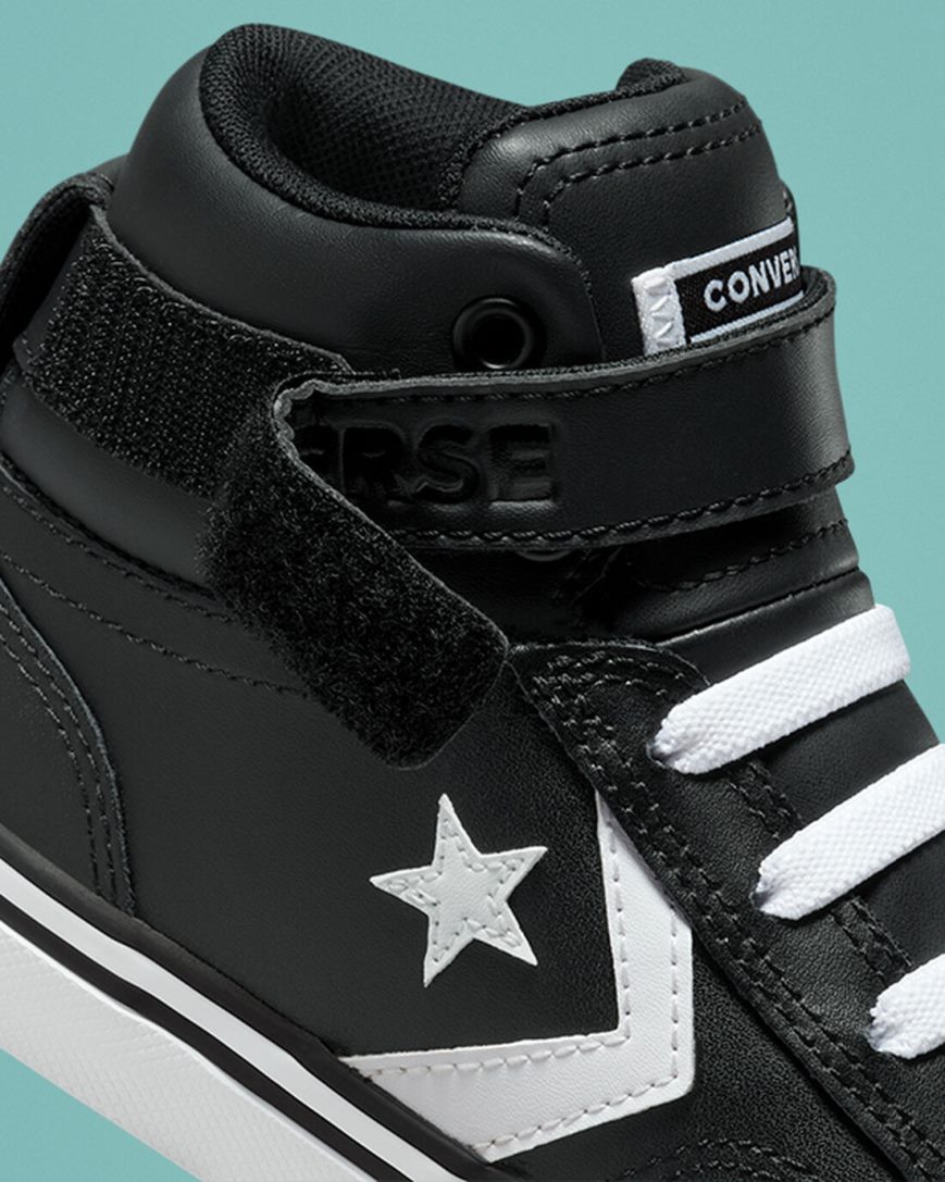 Converse Pro Blaze Reima Lær Høye Sko Gutt Svarte Hvite | 285VIHEYB