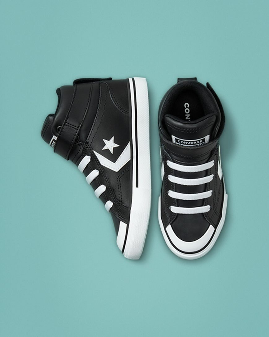 Converse Pro Blaze Reima Lær Høye Sko Gutt Svarte Hvite | 285VIHEYB
