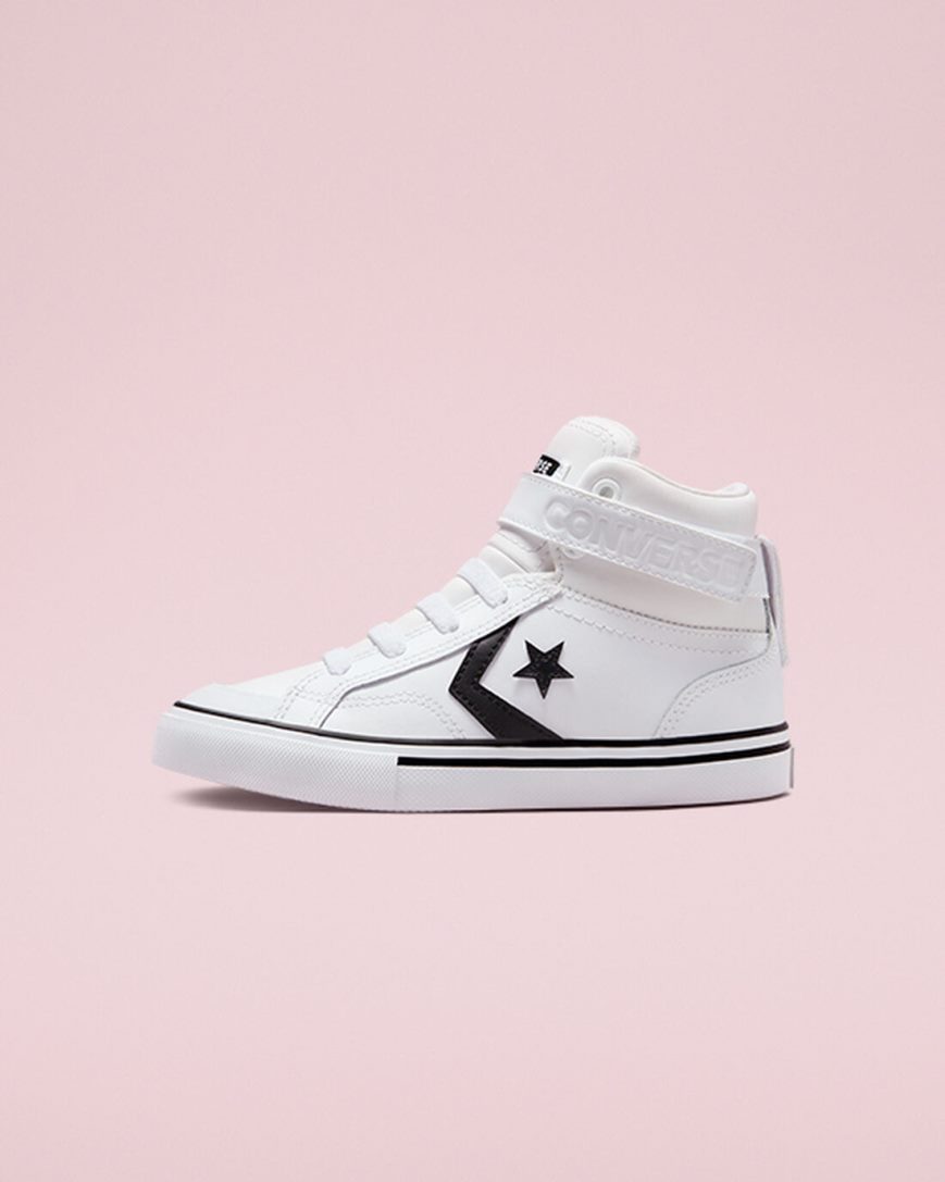 Converse Pro Blaze Reima Lær Høye Sko Gutt Hvite Svarte Hvite | 369NUTXDV