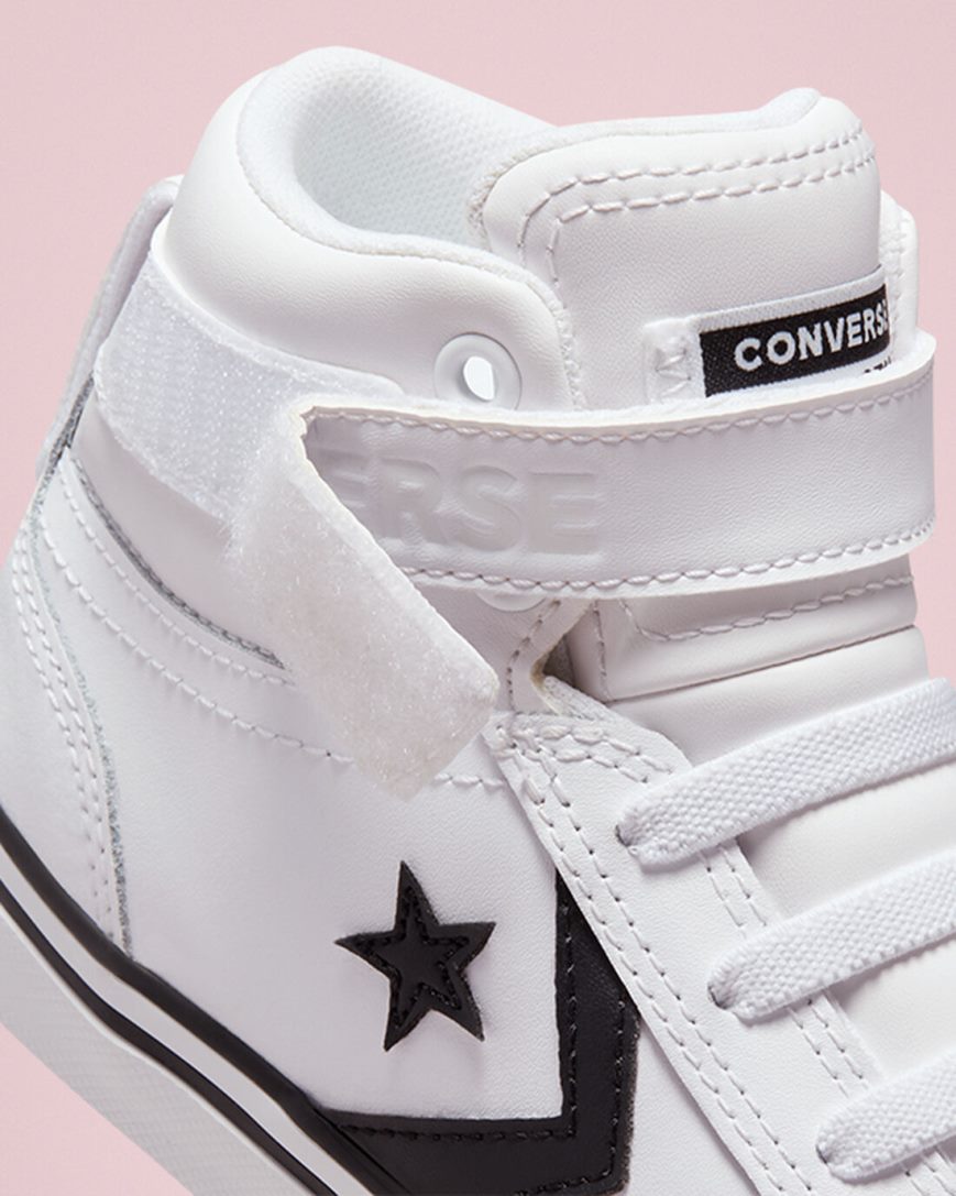 Converse Pro Blaze Reima Lær Høye Sko Gutt Hvite Svarte Hvite | 369NUTXDV