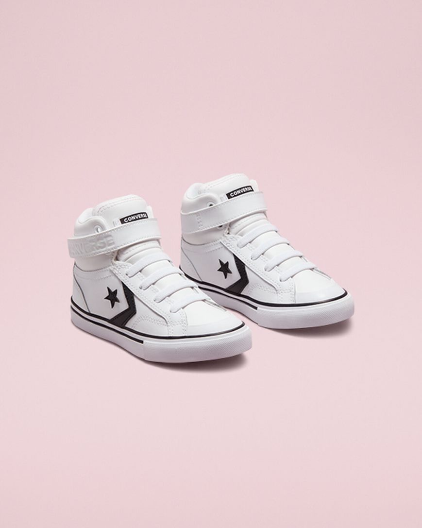 Converse Pro Blaze Reima Lær Høye Sko Gutt Hvite Svarte Hvite | 369NUTXDV