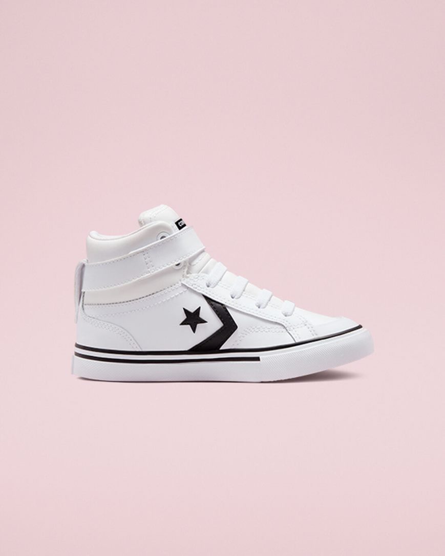 Converse Pro Blaze Reima Lær Høye Sko Gutt Hvite Svarte Hvite | 369NUTXDV