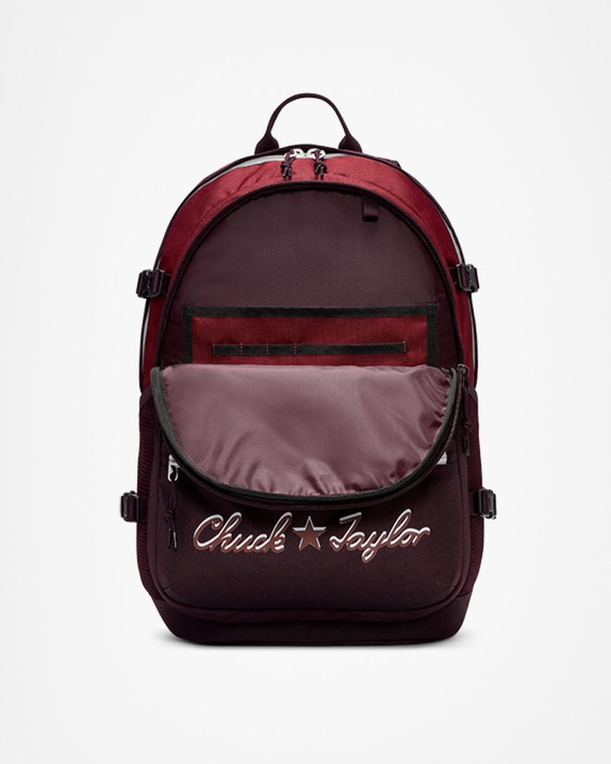 Converse Rett Edge Chuck Taylor Logo Ryggsekk Herre Mørke Rød Svarte Rosa | 380LZMPHN