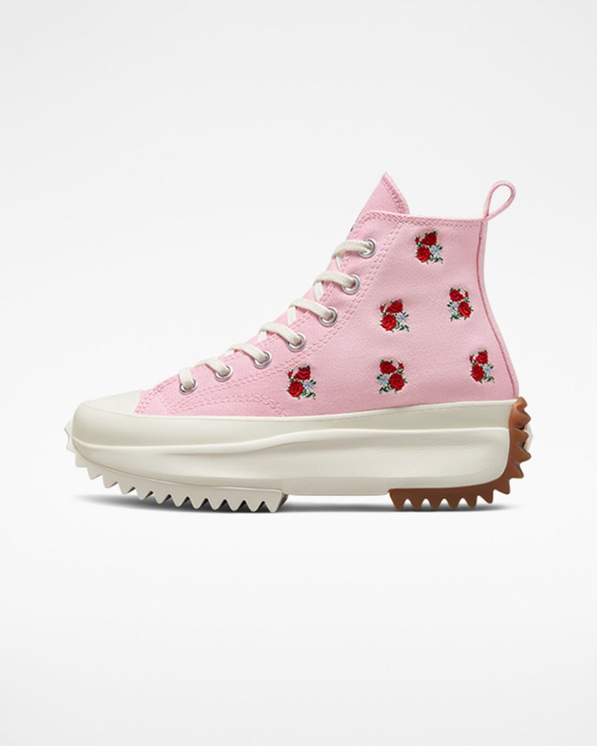 Converse Run Star Hike Embroidered Floral Høye Platform Sko Herre Oransje Rosa Rød | 302UXOMZP