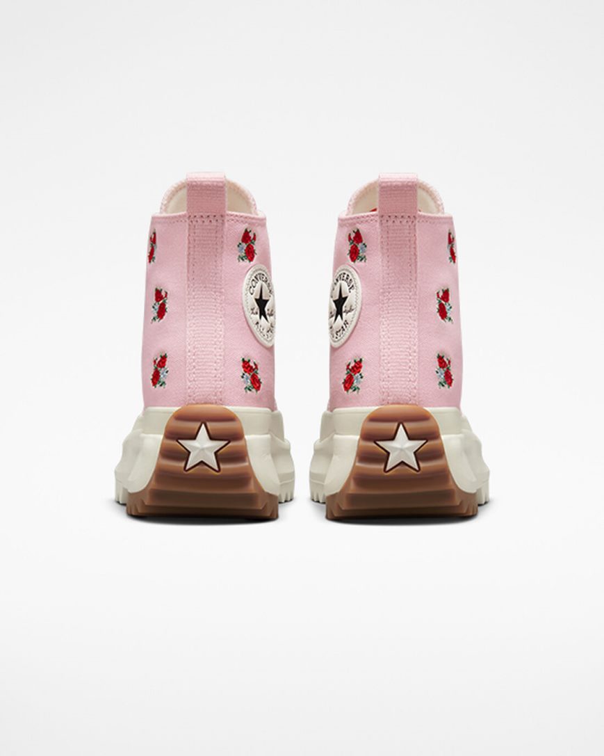 Converse Run Star Hike Embroidered Floral Høye Platform Sko Herre Oransje Rosa Rød | 302UXOMZP